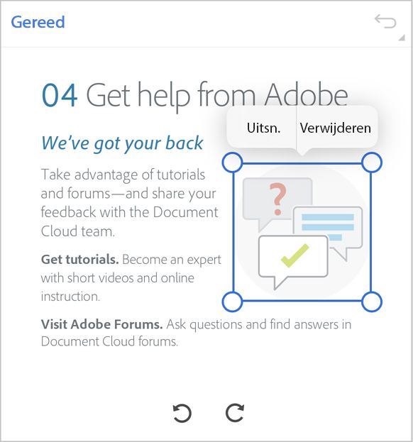 Afbeeldingen uitsnijden in Acrobat Reader voor iOS.