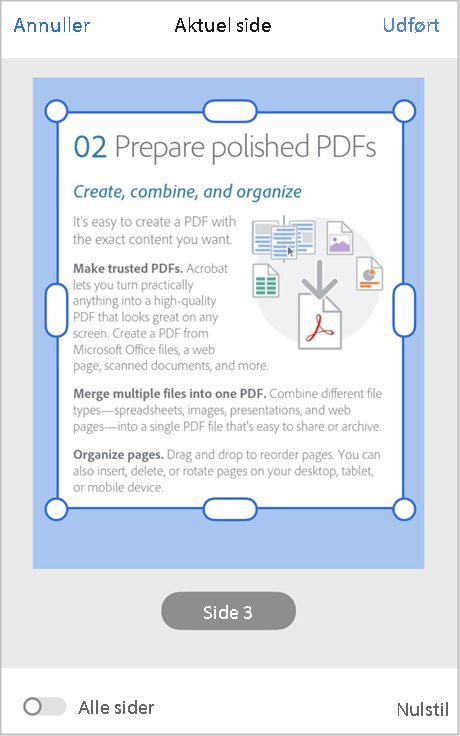 Brug Adobe Acrobat iOS-appen til at beskære sider i en PDF.
