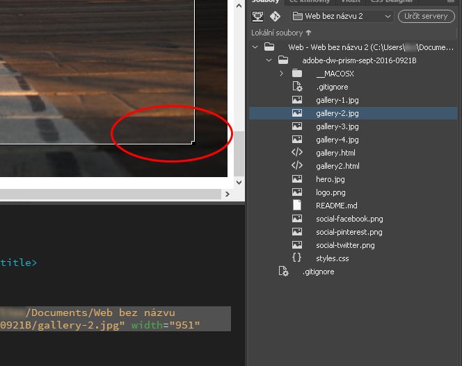 Oříznutí obrázků v aplikaci Dreamweaver