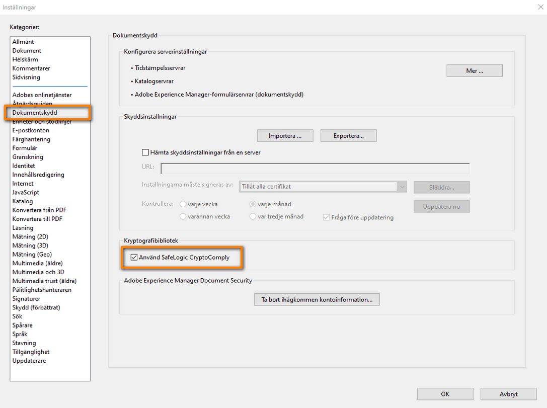 Inaktivera SafeLogic CryptoComply
