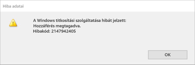 Windows kriptografikus szolgáltatói hiba-2147942405