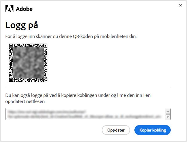 Bruk QR-koden for å logge inn på din mobile enhet for å aktivere eller installere apper utenfor abonnementet på nytt