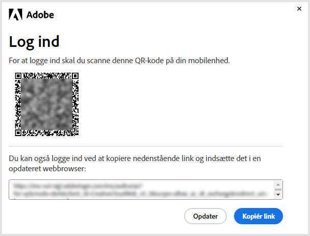 Brug QR-koden til at logge ind på din mobil og geninstallere eller aktivere apps, der ikke er omfattet af et abonnement