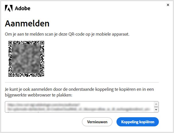 De QR-code gebruiken om u aan te melden op uw mobiele apparaat om apps zonder abonnement opnieuw te installeren of te activeren