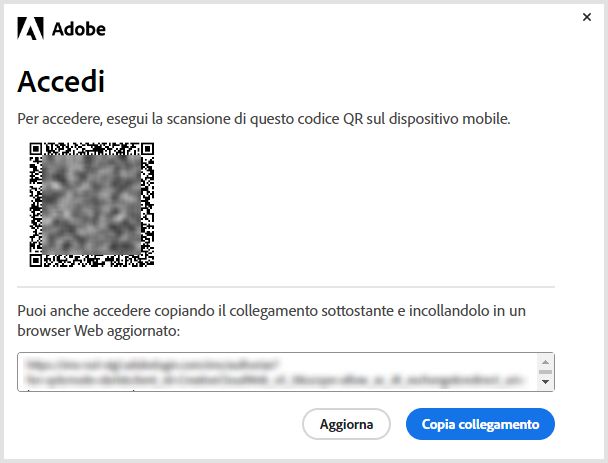 Utilizza il codice QR per accedere dal dispositivo mobile e reinstallare o attivare le app non in abbonamento.