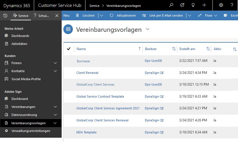 Kundenservice-Hub – Vereinbarungsvorlagen