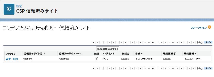 CSP 信頼済みサイトに Adobe.io を追加