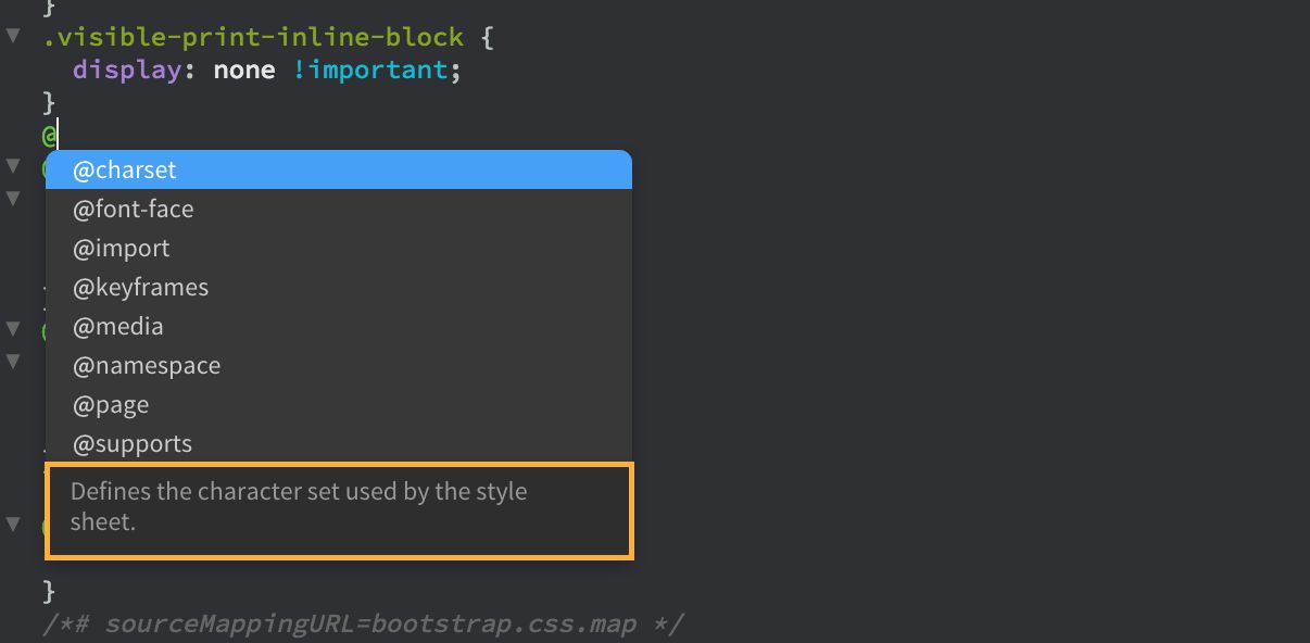 Suggerimenti per il codice di @rule CSS