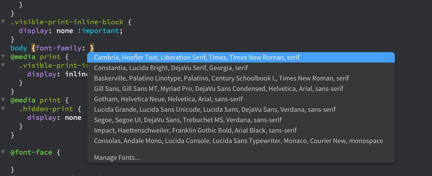 تلميحات التعليمات البرمجية والتعليمات لخصائص CSS