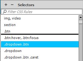 Změna pořadí selektorů v nástroji CSS Designer