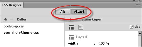 Lägena Alla och Aktuellt i CSS Designer