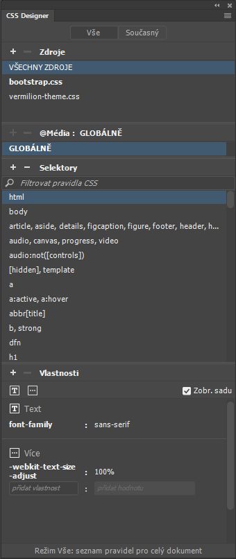 Panel CSS Designer (CC)