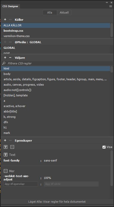CSS Designer-panel (CC)
