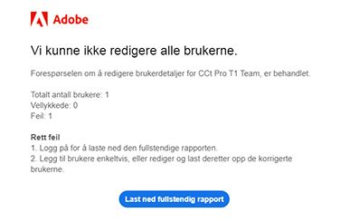 E-post om feil ved CSV-opplasting
