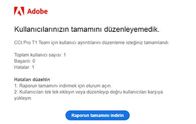 CSV yükleme hatası e-postası