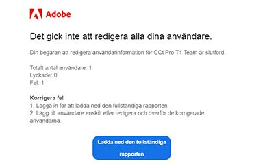 E-post om felaktig CSV-överföring