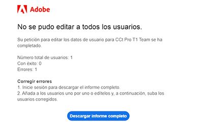 Correo electrónico de error al cargar el CSV