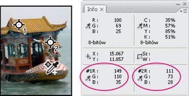 Próbniki kolorów a panel Informacje w programie Photoshop