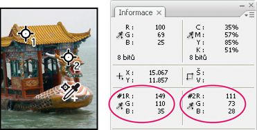 Photoshop: Vzorkovací body barvy a panel Informace