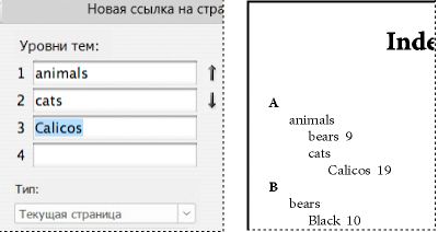 Элементы указателя