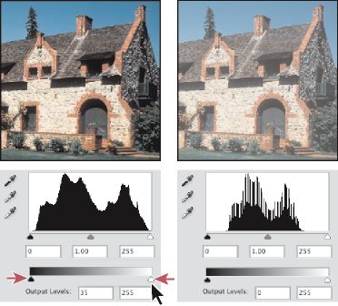 Segmentar sombras e realces com controles deslizantes Níveis de Saída do Photoshop