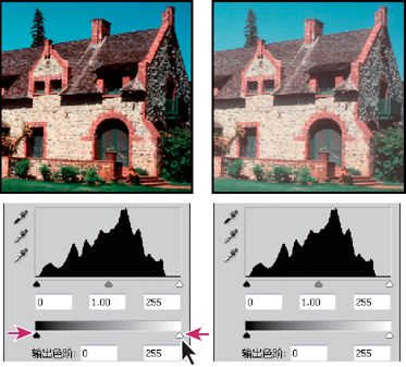 Photoshop 使用“输出色阶”滑块确定阴影和高光的目标值