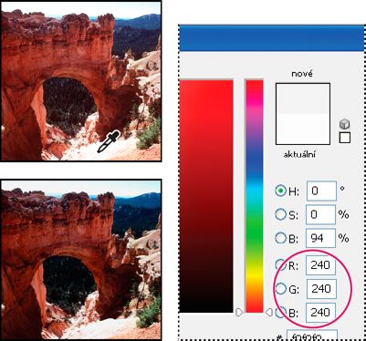 Photoshop: Přiřazení hodnot světel