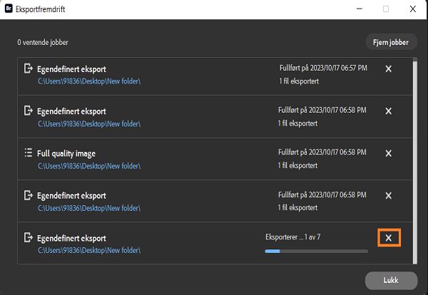 Finn ut hvordan du avbryter eksport-prosessen i Adobe Bridge. 