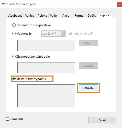 Vlastní skript výpočtu 