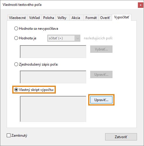 Vlastný skript výpočtu 