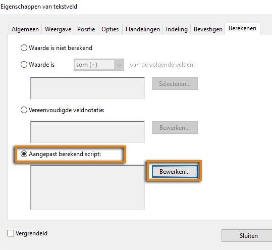 Aangepast berekend script 