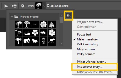 Výběr jiného tvaru