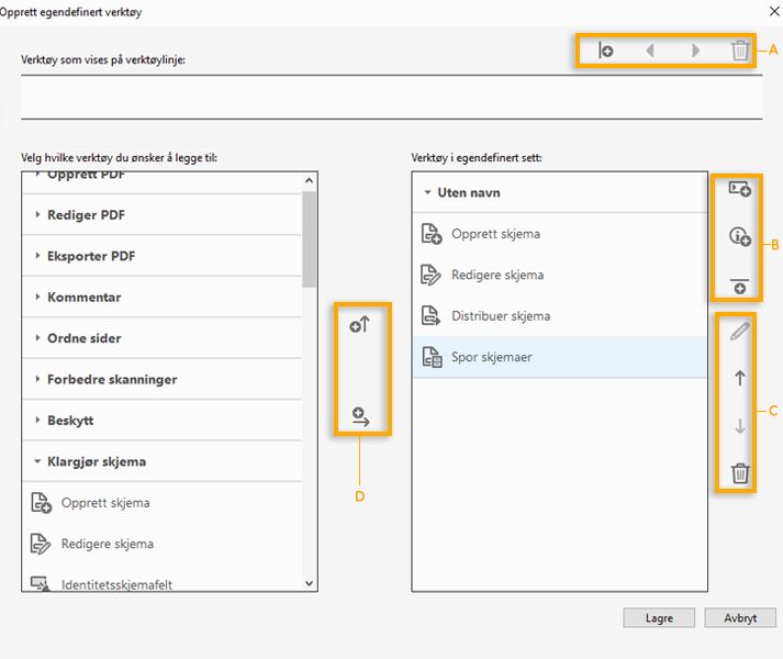 Dialogboksen Opprett tilpasset verktøy