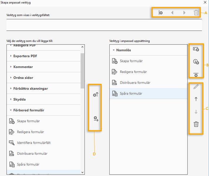 Dialogrutan Skapa anpassat verktyg