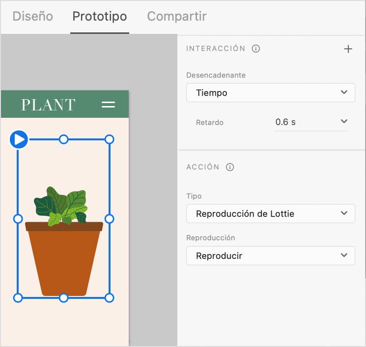 Personalice la reproducción eligiendo el desencadenador Tiempo con una demora de más de 0 segundos