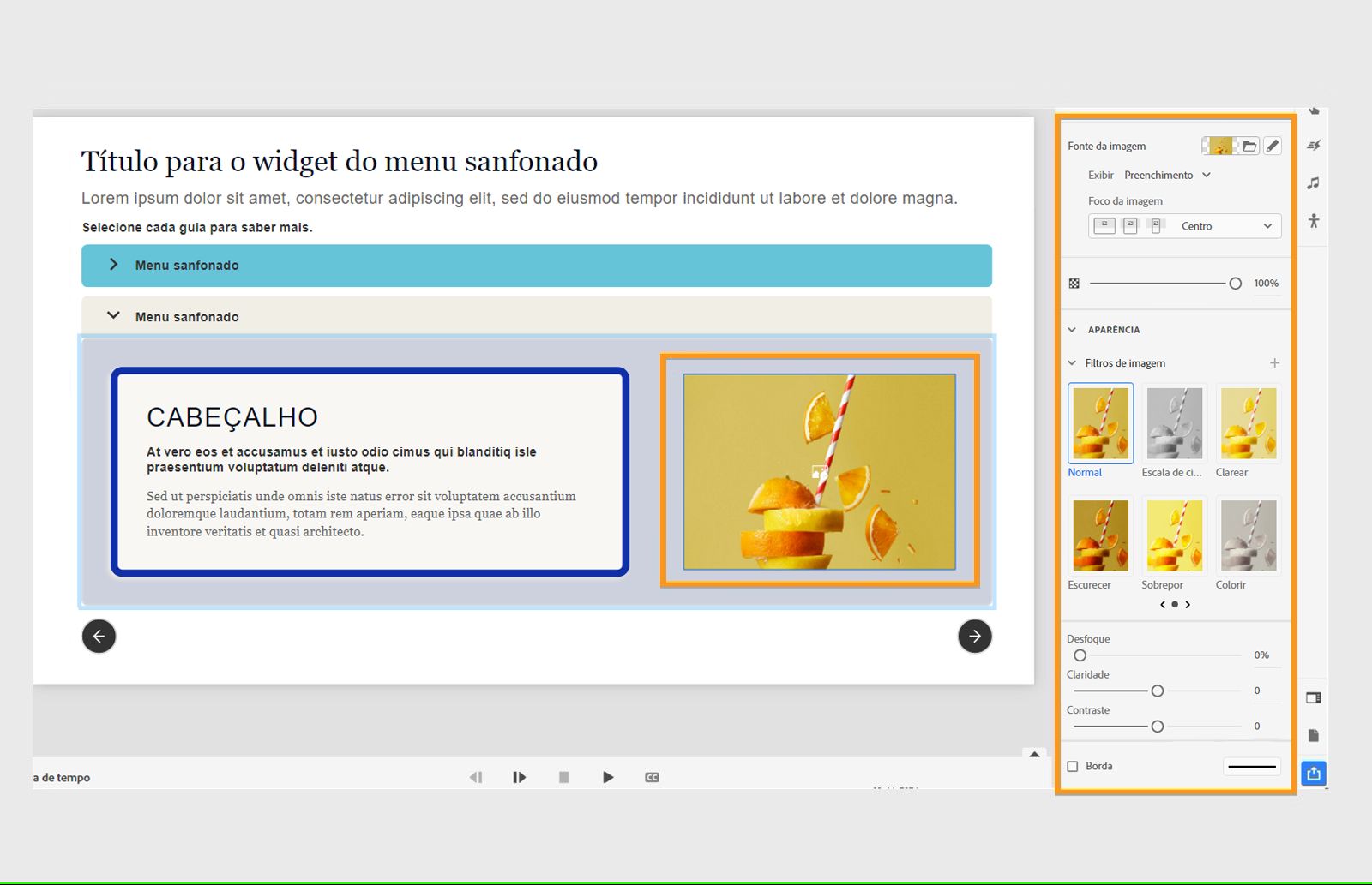 Personalizar a imagem dentro de um menu sanfonado