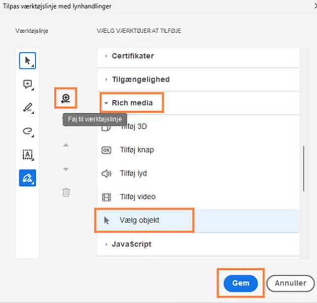 Tilføj værktøjet Vælg objekt