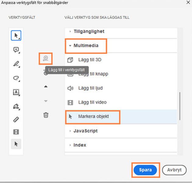 Lägga till verktyget Välj objekt