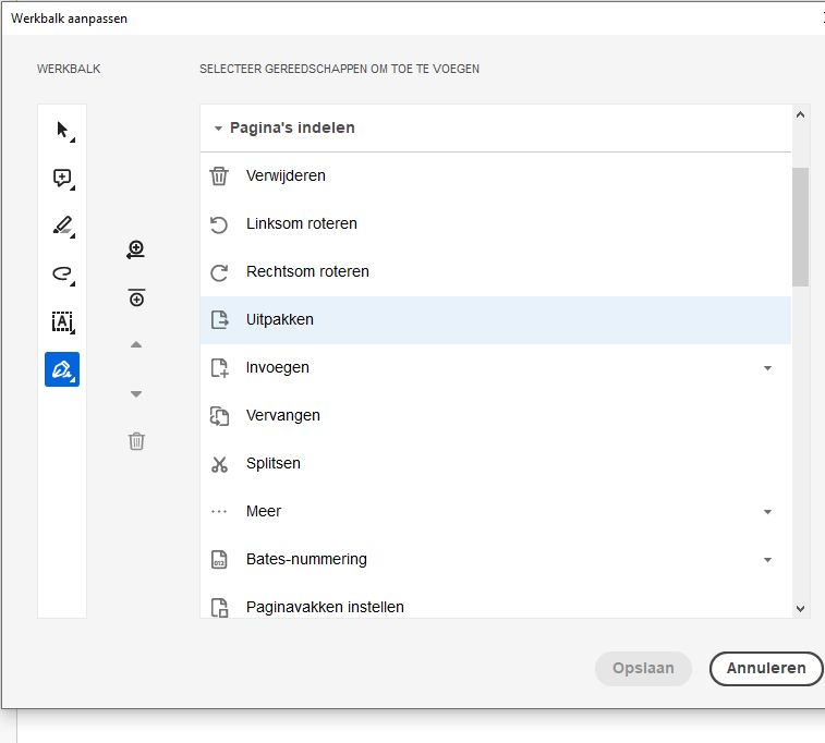 Pas de werkbalk Snelle acties aan door tools toe te voegen of te verwijderen.