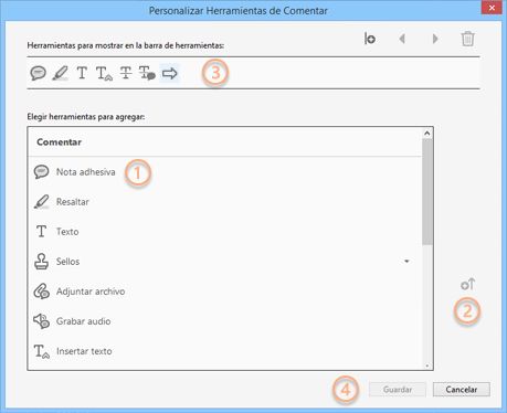 Cuadro de diálogo de la herramienta Personalizar comentario