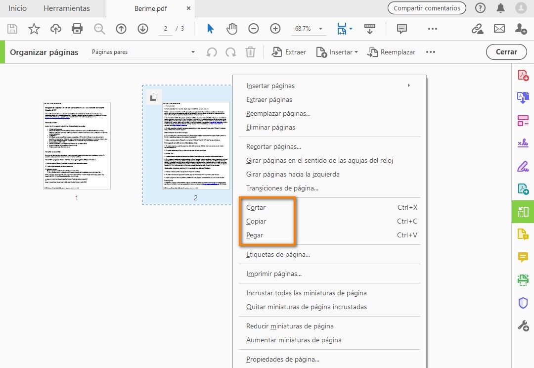 Haga clic con el botón derecho y copie la página
