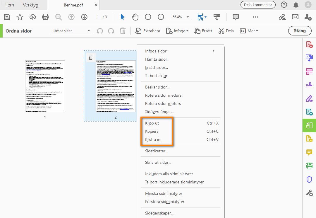 Högerklicka och kopiera sidan