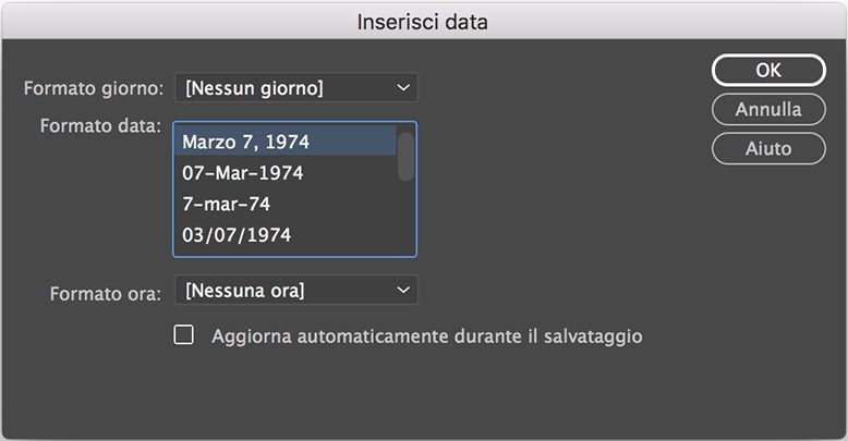 Inserisci data