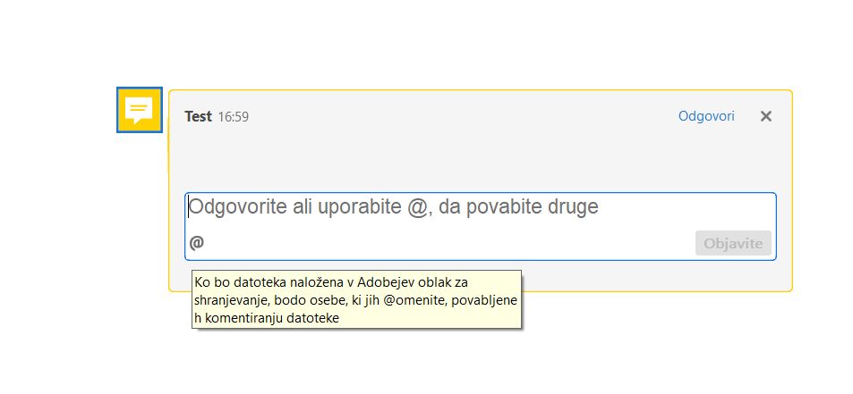 Poziv za datoteke v skupni rabi ali datoteke Adobe v oblaku