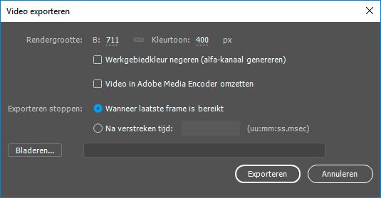 Stop met exporteren wanneer het laatste frame is bereikt