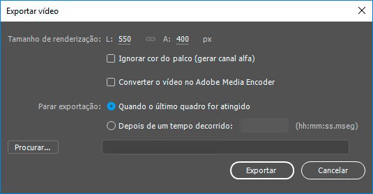 Parar exportação quando o último quadro for atingido