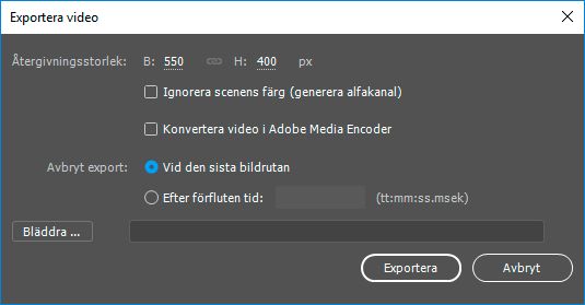 Stoppa exporten när den sista bildrutan nås
