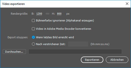 Export stoppen, wenn letztes Bild erreicht wird