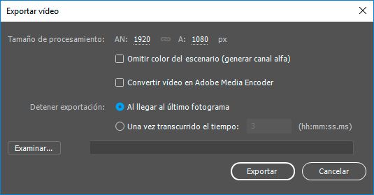 Detener exportación al llegar al último fotograma