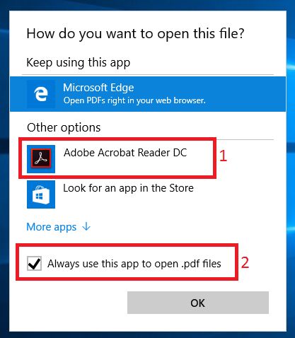 Application par défaut permettant d’ouvrir un type de fichier